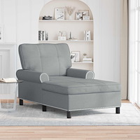 vidaXL Chaise Lounge med kudde Ljusgrå 91 x 157 x 91 cm tyg