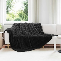 vidaXL Faux Kaninpäls Filt Svart 220 x 240 cm Polyester