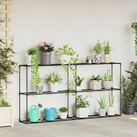 vidaXL 3-Tier växtställ med lagring Svart 200 x 32 x 104 cm Stål