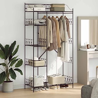 vidaXL Öppen garderob med hylla Svart 100 x 43 x 188 cm Stål