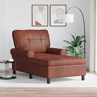 vidaXL Chaise Lounge med kudde Skinande Brun 91 x 157 x 91 cm Antik PU