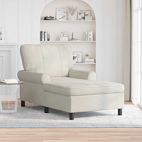 vidaXL Chaise Lounge med kudde Kräm 91 x 157 x 91 cm Sammet