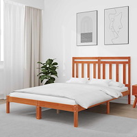 vidaXL Sängram Vaxbrun 205,5 x 165,5 x 100 cm Massiv furu
