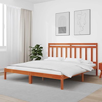 vidaXL Sängram Vaxbrun 205,5 x 185,5 x 100 cm Massiv furu