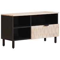 vidaXL TV-skåp Vit Tvätt Finish 80 x 33,5 x 46 cm Massivt mangoträ