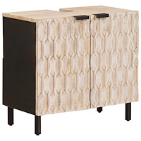 vidaXL Badrumsskåp med handfat Vit 62 x 33 x 58 cm Massivt mangoträ