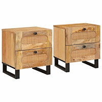 vidaXL Nattduksbord 2 pcs Naturfärg 40 x 33,5 x 46 cm Massivt mangoträ