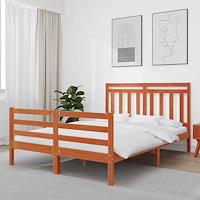 vidaXL Sängram med huvudgavel Vaxbrun 140 x 188 cm