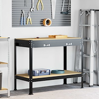 vidaXL Arbetsbänkar med låda Svart 81 x 41 x 145 cm Konstruerat trä