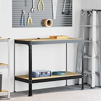 vidaXL Arbetsbänkar med hylla Svart 115 x 55 x 91 cm Konstruerat trä