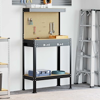 vidaXL Arbetsbänkar med låda Svart 81 x 41 x 145 cm Konstruerat trä