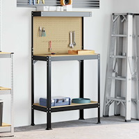 vidaXL Arbetsbänkar med hylla Svart 81 x 41 x 145 cm Konstruerat trä