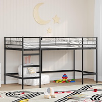 vidaXL Barns loft sängram Svart 90 x 200 cm Stål