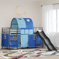 vidaXL Barns loftsängram Svart och blå 79,5 x 200 cm Metall