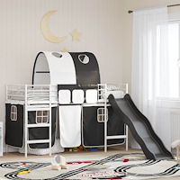 vidaXL Barns loftsängram Vit och svart 74,5 x 190 cm Metall