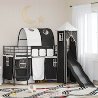 vidaXL Barns loft sängram Svart 99,5 x 190 cm Metall