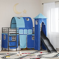 vidaXL Barns loft sängram Svart och blå 99,5 x 190 cm Metall