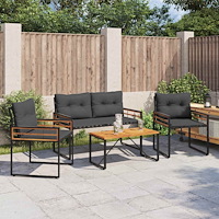 vidaXL Utemöbelset med kudde 4 pcs Dim grå