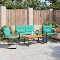 vidaXL Utemöbelset med kudde 4 pcs Turkos