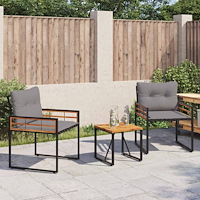 vidaXL Utemöbelset med kudde 3 pcs Ljusgrå