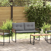 vidaXL Trälagerssoffa med kudde Enfärgad Ljusgrå 114 x 55 x 77 cm