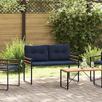 vidaXL Trälagerssoffa med kudde Enfärgad Marinblå 114 x 55 x 77 cm