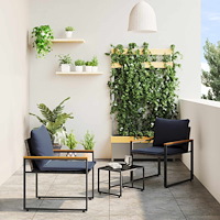 vidaXL Möbelset med kudde 3 pcs Grå och Marinblå Rotting