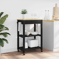 vidaXL Köksvagn Svart 88,5 x 40 x 60 cm Massiv furu