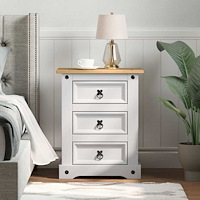 vidaXL Sängbord med låda Vit 53 x 39 x 66 cm Massiv furu