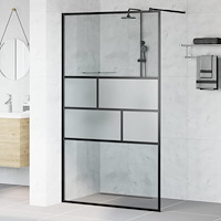 vidaXL Walk-in Duschvägg Svart 80 x 195 x 0.5 cm Glas och Aluminium