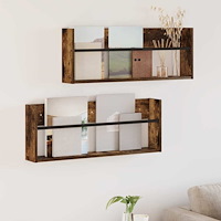 vidaXL Tidningshylla 2 pcs Rökt ek 80 x 12 x 30 cm Konstruerat trä