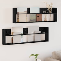 vidaXL Tidningshylla 2 pcs Svart Ek 100 x 12 x 30 cm Konstruerat trä