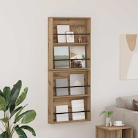 vidaXL Tidningshylla 2 pcs Artisan Ek 60 x 12 x 70 cm Konstruerat trä