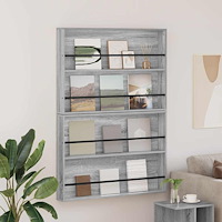 vidaXL Tidningshylla 2 pcs Grå Sonoma 100 x 12 x 70 cm Konstruerat trä