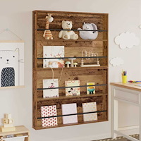 vidaXL Tidningshylla med hylla 2 pcs Gammalt trä 100 x 12 x 70 cm