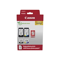 CANON Canon PG-575/CL-576 Photo Paper Value Pack - 2-pack - svart, färg (cyan, magenta, gul) - original - bläckpatron/papperss...
