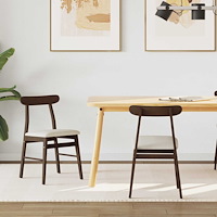 vidaXL Matstol 2 pcs Mörkbrun, Vit Massiv Gummiträ