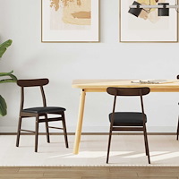 vidaXL Matstol 2 pcs Mörkbrun och svart Massiv Gummiträ