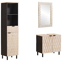 vidaXL Badrum Set med låda 3 pcs Vit Tvätt Finish Massivt mangoträ