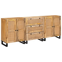 vidaXL Sideboard 3 pcs Brun 180 x 33 x 75 cm Massivt mangoträ