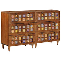 vidaXL Sideboard 2 pcs Valnöt 60 x 33 x 75 cm Massivt mangoträ