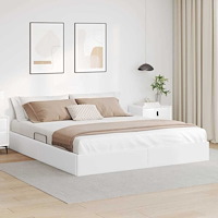 vidaXL Förvaringssäng med madrass Ren Vit 180 x 200 cm Konstläder