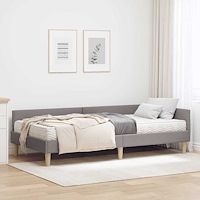 vidaXL Hörn Sängram med Madrass med madrass 2 pcs Taupe tyg