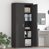 vidaXL Förvaringsskåp Svart 90 x 40 x 200 cm Stål