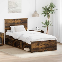 vidaXL Sängram med huvudgavel Rökt ek 75 x 190 cm Konstruerat trä