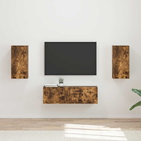 vidaXL TV väggskåp set Väggmonterad 4 pcs Rökt ek Konstruerat trä