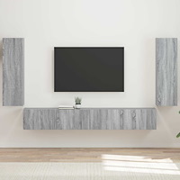 vidaXL TV väggskåp set Väggmonterad 4 pcs Grå Sonoma Konstruerat trä