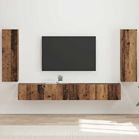 vidaXL TV väggskåp set Väggmonterad 4 pcs Gammalt trä Konstruerat trä