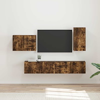 vidaXL TV väggskåp set Väggmonterad 4 pcs Rökt ek Konstruerat trä