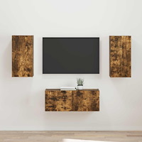 vidaXL TV-bänkset Väggmonterad 2 pcs Rökt ek Konstruerat trä